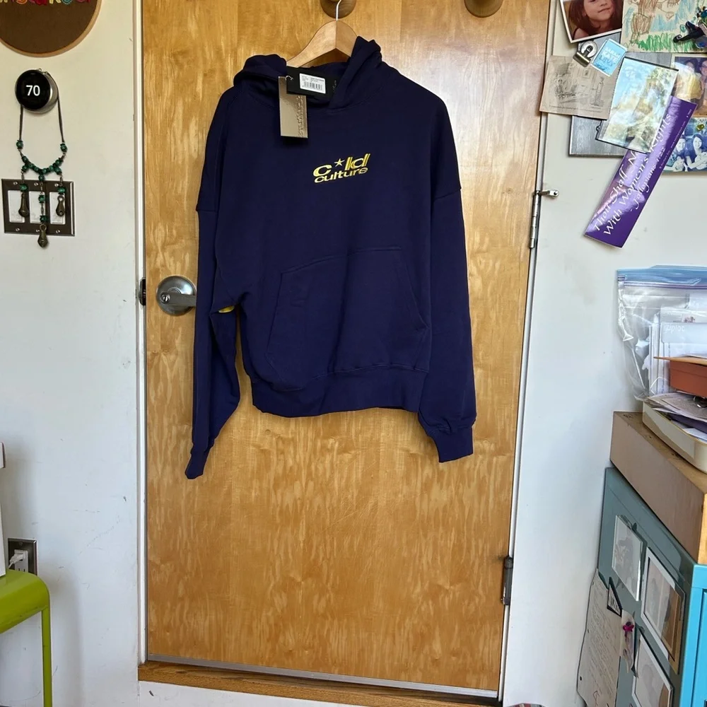 NWT Cold Culture ICONIC Hoodie Navy and Yellow MEN’S MEDIUM - Picture 4 of 6